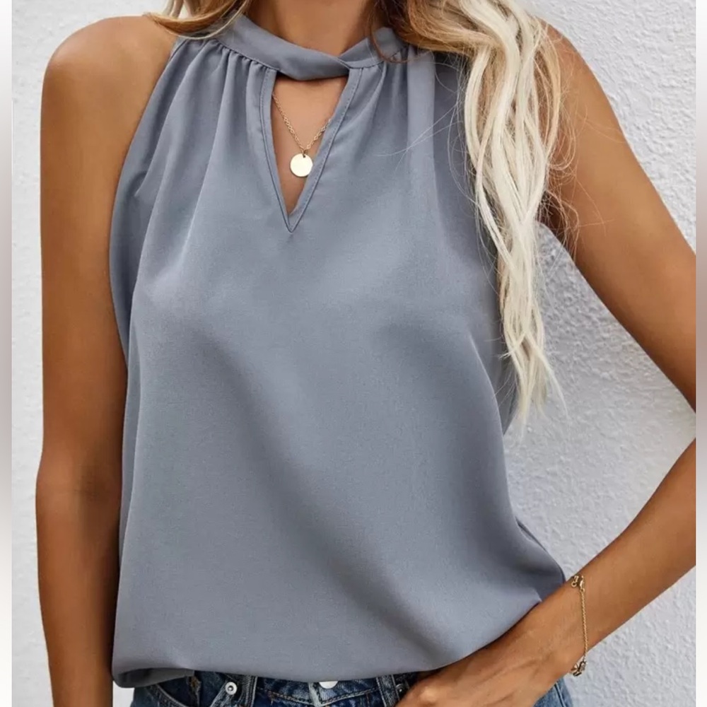 REVOLVE Gray V-Neck Blouse